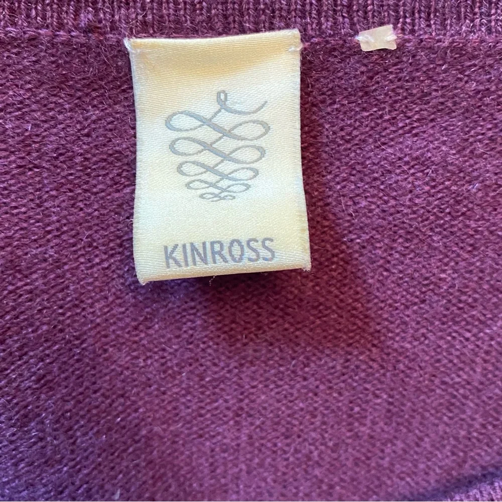 KINROSS SWEATER CASHMERE CREWNECK ROUND PURPLE SHORT SLEEVE SMALL S FIT